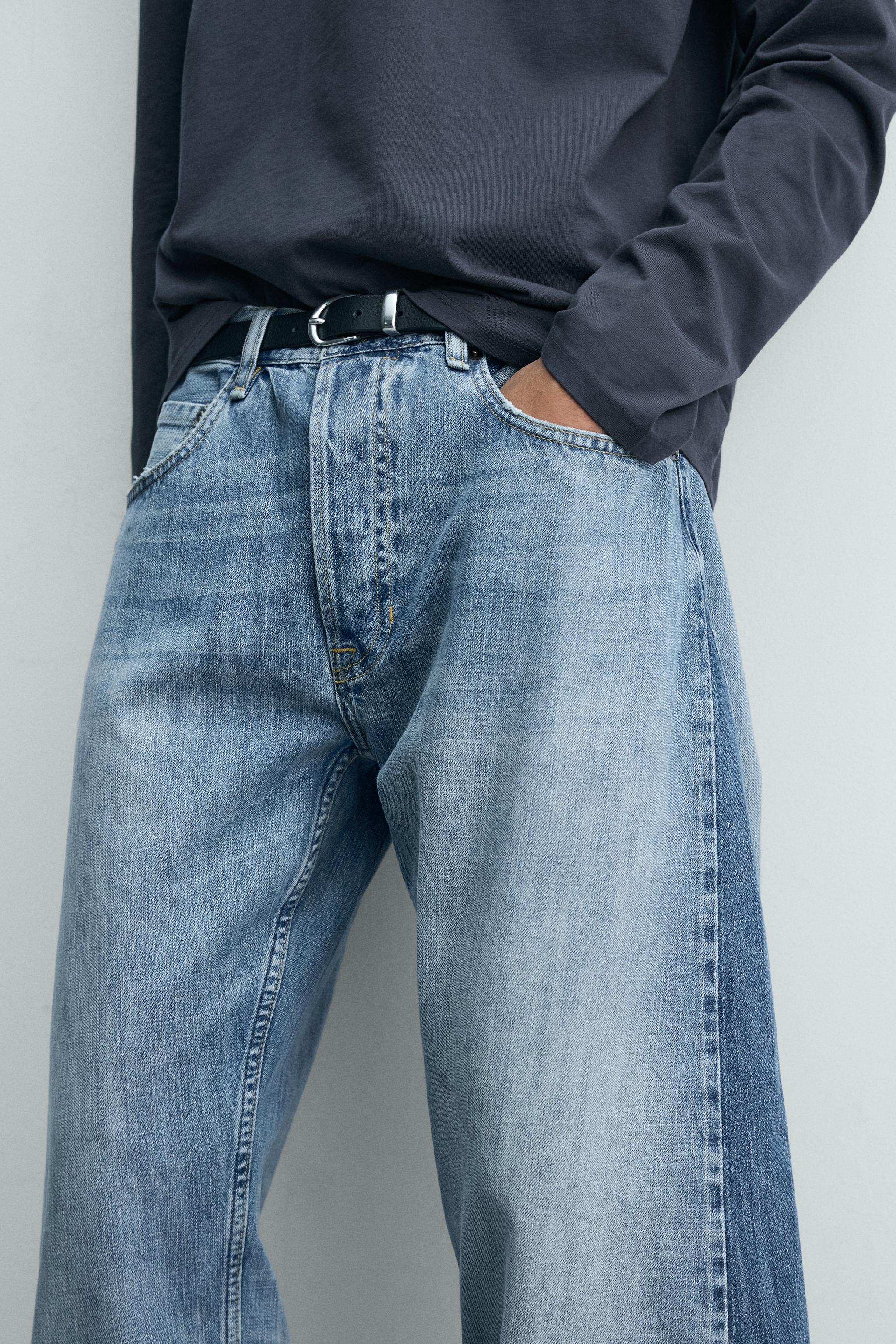 LOOSE BALLOON FIT JEANS WITH CONTRASTING BANDS